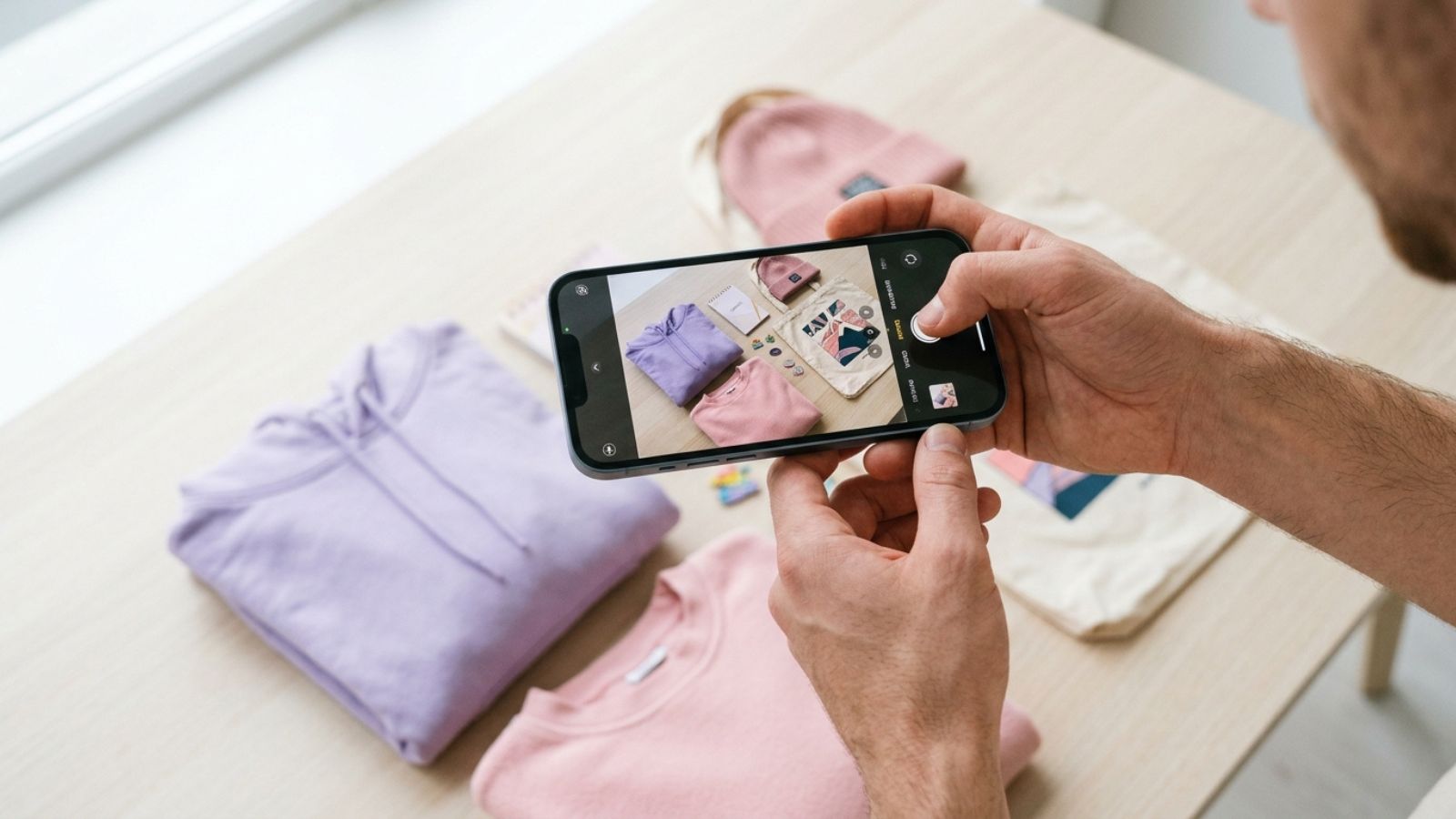 Product photography in a bright studio